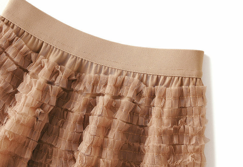Tiered Ruffle Tulle Elastic Waist Maxi Skirt - view 20