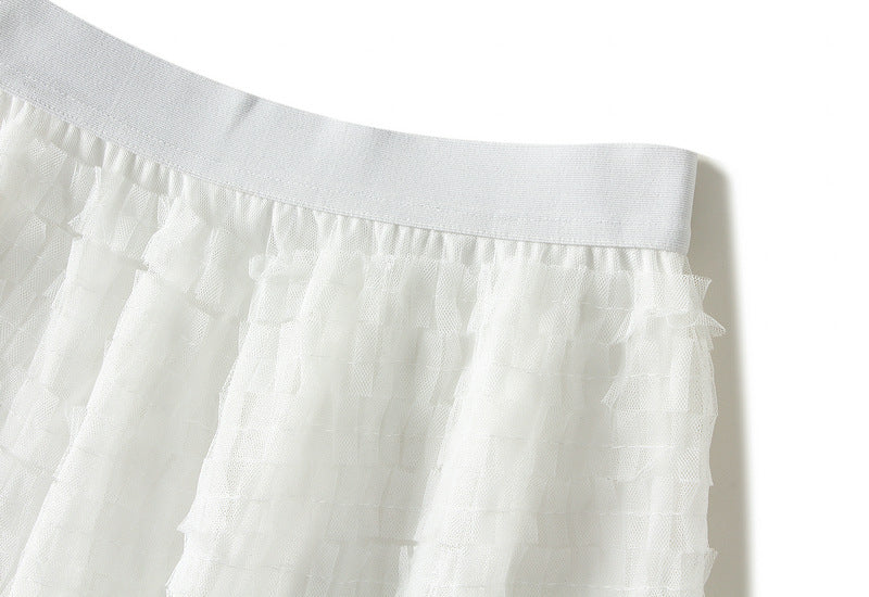 Tiered Ruffle Tulle Elastic Waist Maxi Skirt - view 32