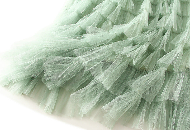 Tiered Ruffle Tulle Elastic Waist Maxi Skirt - view 34