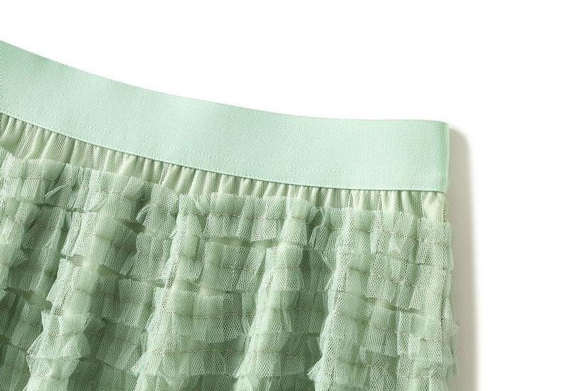Tiered Ruffle Tulle Elastic Waist Maxi Skirt - view 36