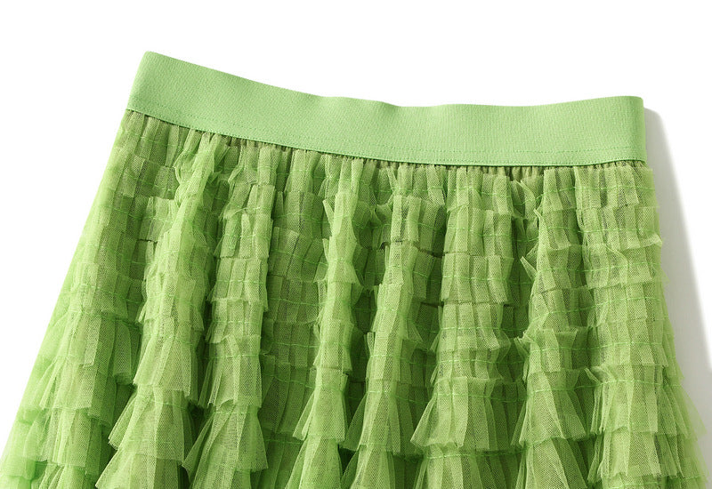 Tiered Ruffle Tulle Elastic Waist Maxi Skirt - view 4