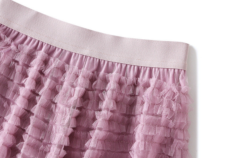Tiered Ruffle Tulle Elastic Waist Maxi Skirt - view 44