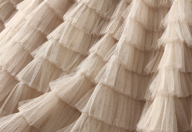 Tiered Ruffle Tulle Elastic Waist Maxi Skirt - view 47