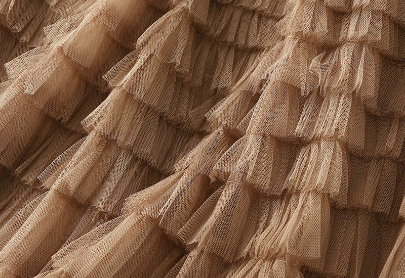 Tiered Ruffle Tulle Elastic Waist Maxi Skirt - view 52