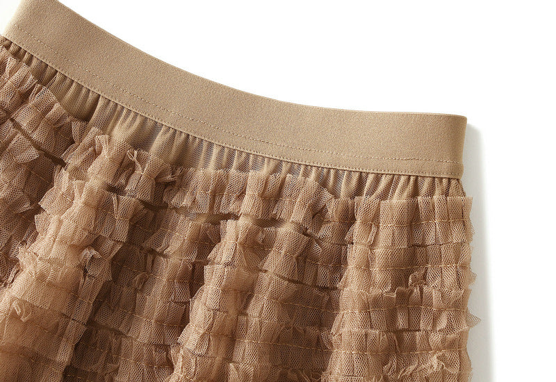 Tiered Ruffle Tulle Elastic Waist Maxi Skirt - view 53