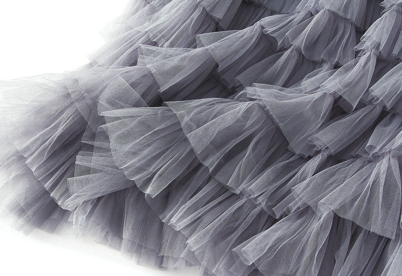 Tiered Ruffle Tulle Elastic Waist Maxi Skirt - view 55