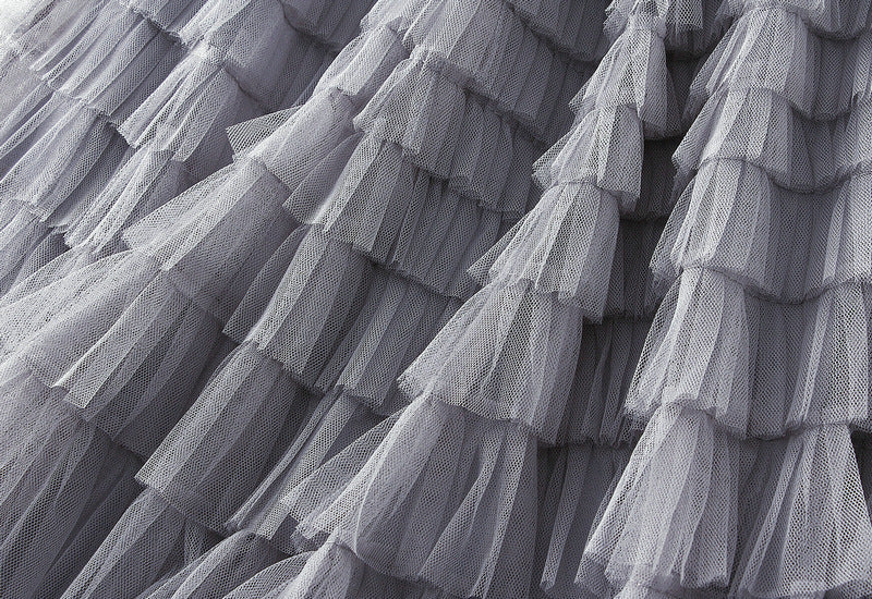 Tiered Ruffle Tulle Elastic Waist Maxi Skirt - view 57
