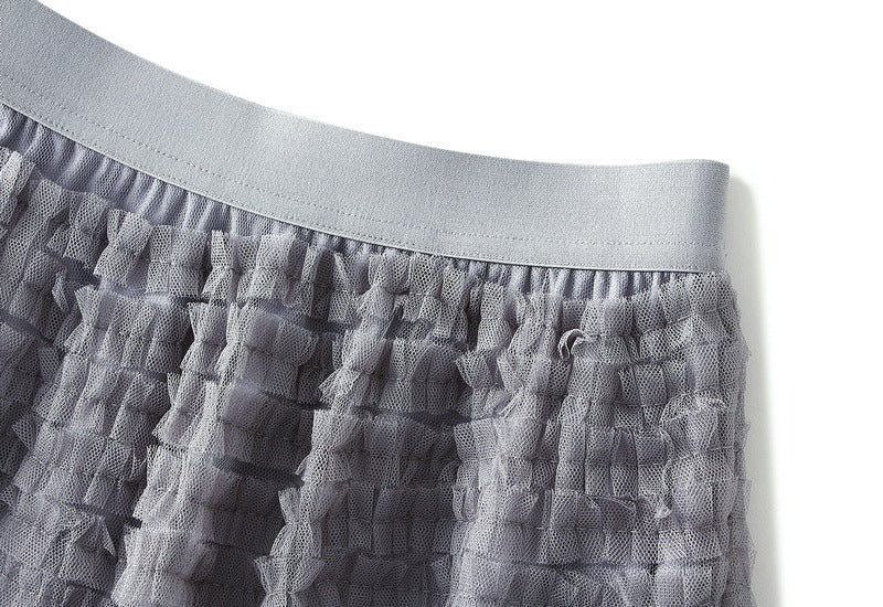 Tiered Ruffle Tulle Elastic Waist Maxi Skirt - view 58