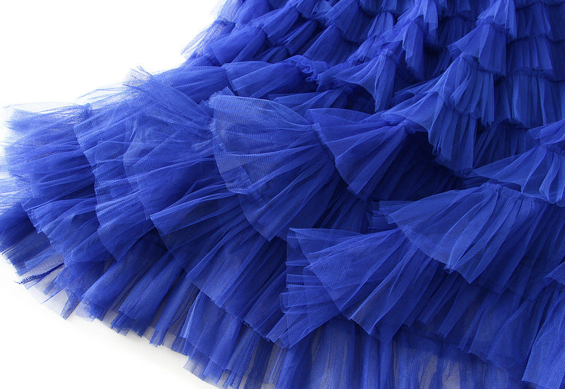Tiered Ruffle Tulle Elastic Waist Maxi Skirt - view 60