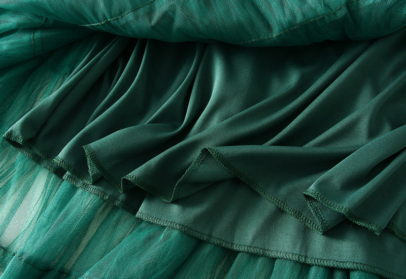 Tiered Ruffle Tulle Elastic Waist Maxi Skirt - view 63