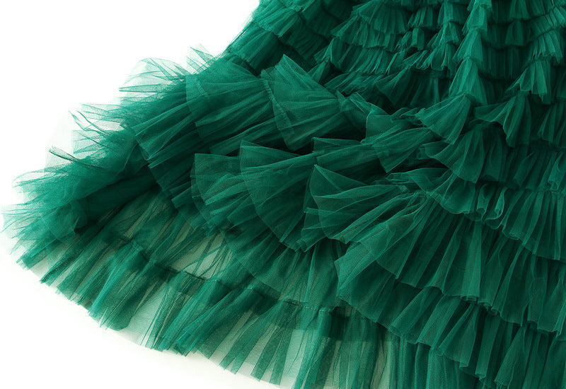 Tiered Ruffle Tulle Elastic Waist Maxi Skirt - view 65