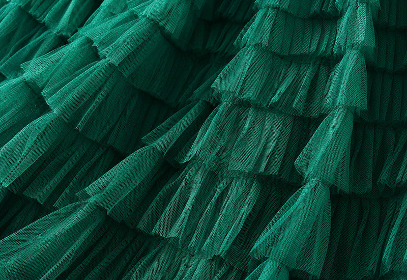 Tiered Ruffle Tulle Elastic Waist Maxi Skirt - view 66