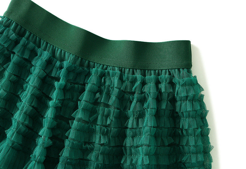 Tiered Ruffle Tulle Elastic Waist Maxi Skirt - view 67