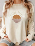 Sunrise Print Drop Shoulder Lounge Top - Apricot