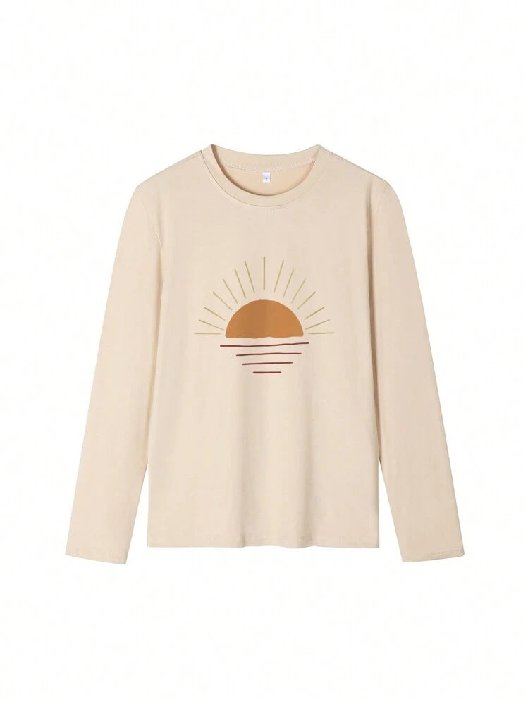 Sunrise Print Drop Shoulder Lounge Top - view 1