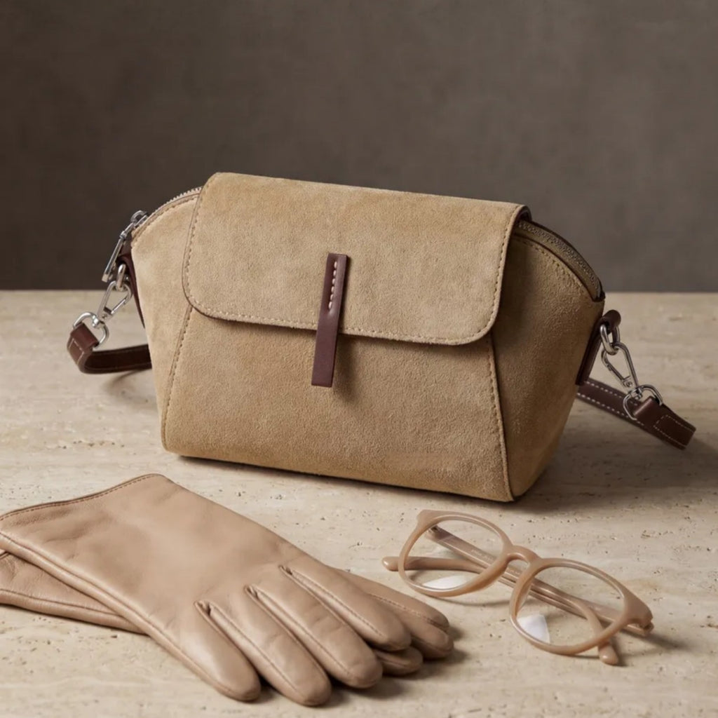 Faux Suede Flap Crossbody Camera Bag
