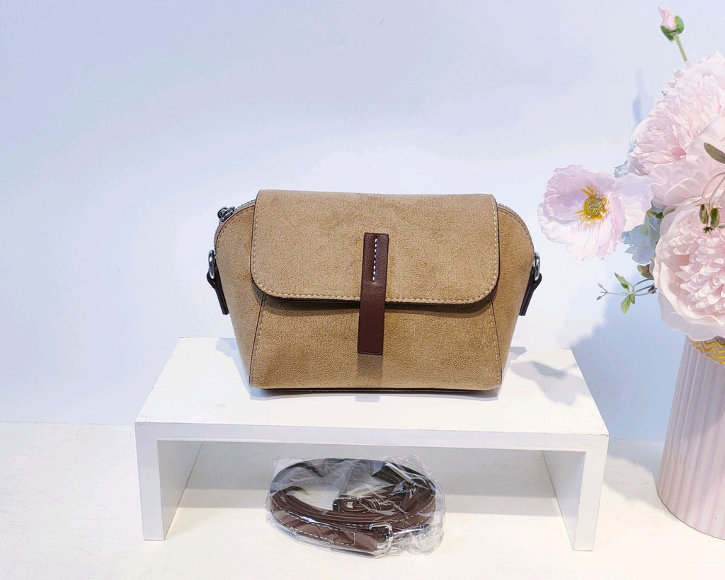 Faux Suede Flap Crossbody Camera Bag