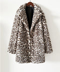 Leopard Plush Midi Faux Fur Coat - Leopard