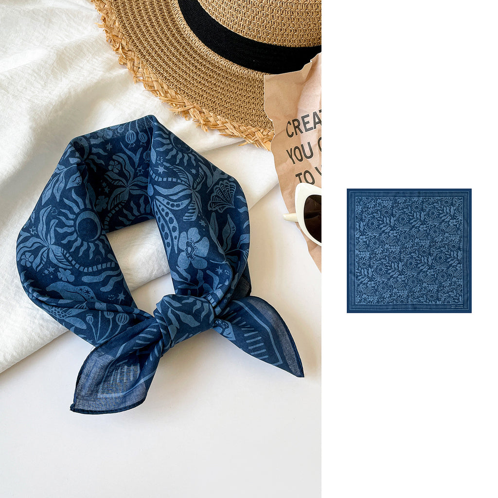 Folk Motif Printed Square Bandana Scarf - NO-5 - 1