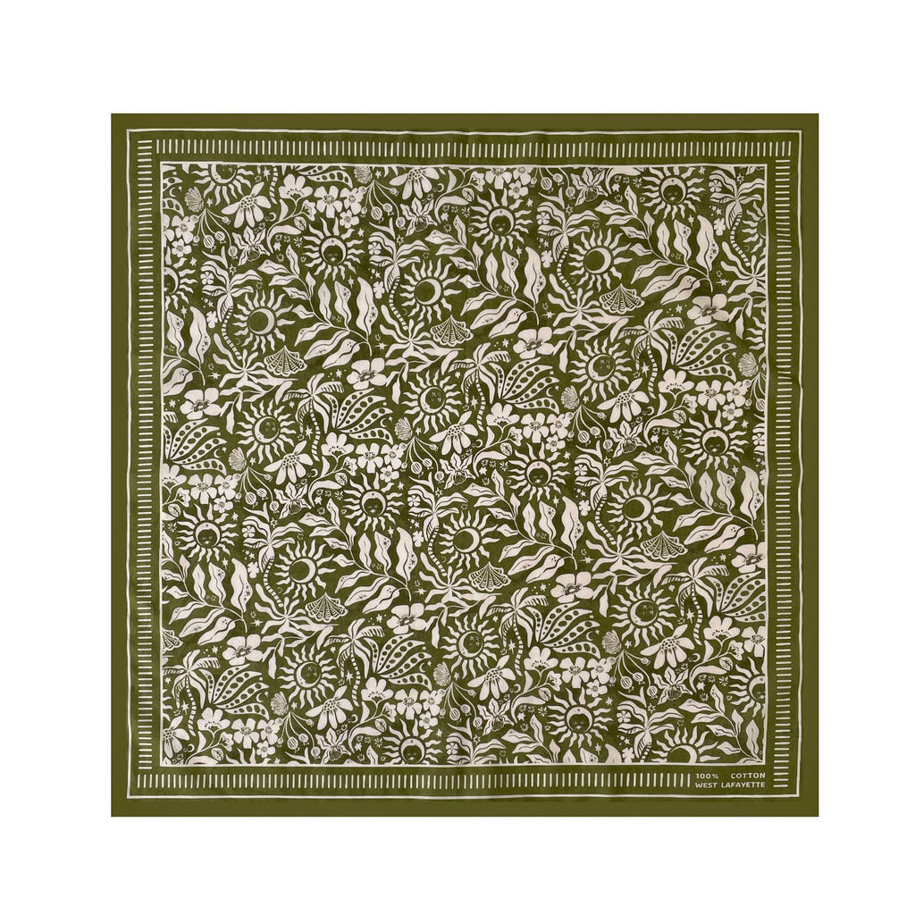 Folk Motif Printed Square Bandana Scarf - NO-6