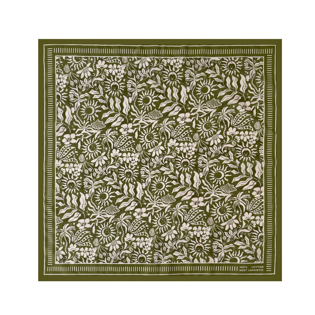 Folk Motif Printed Square Bandana Scarf - NO-6
