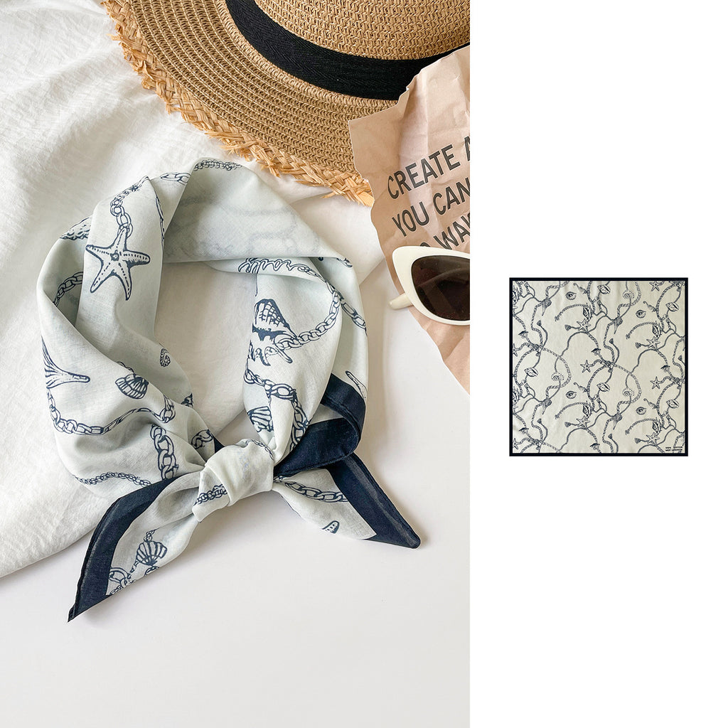 Folk Motif Printed Square Bandana Scarf - NO-7 - 1