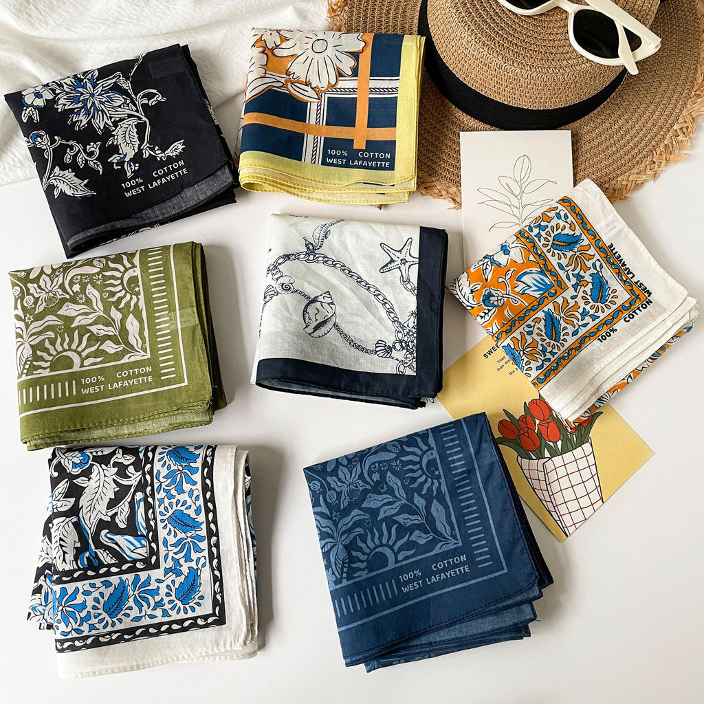 Folk Motif Printed Square Bandana Scarf - NO-8 - 3