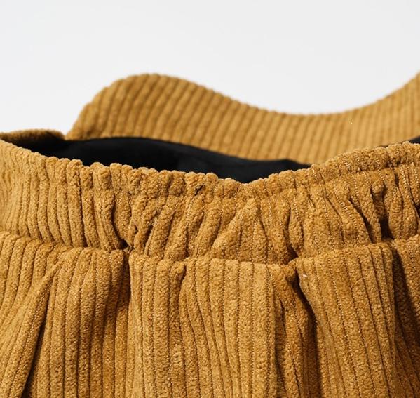 Ribbed Corduroy Eight Panel Newsboy Cap - Camel - 1