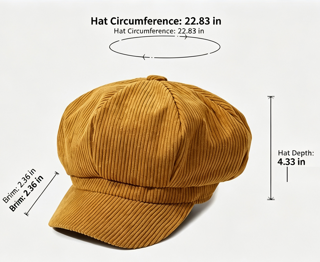 Ribbed Corduroy Eight Panel Newsboy Cap - Camel - 5