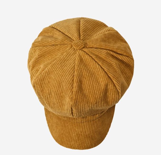 Ribbed Corduroy Eight Panel Newsboy Cap - Camel - 7