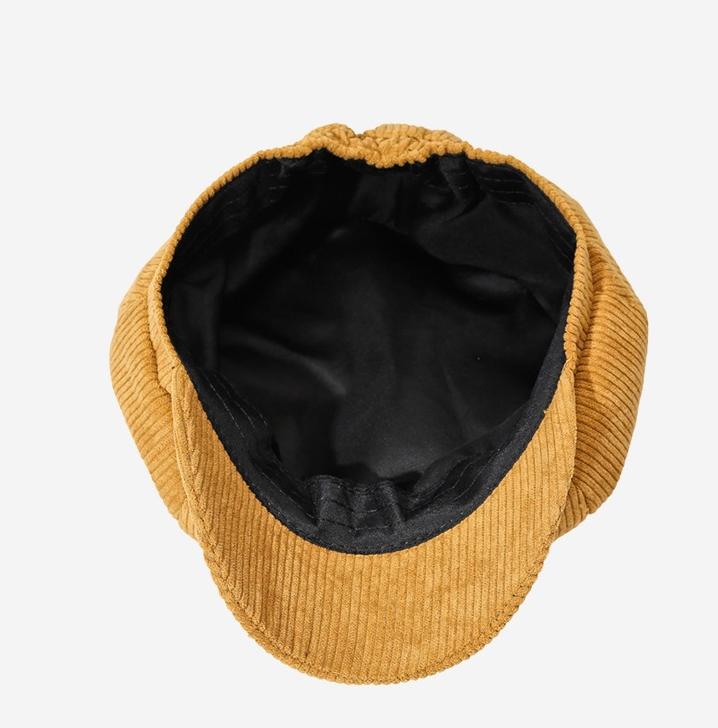 Ribbed Corduroy Eight Panel Newsboy Cap - Camel - 8