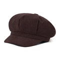 Ribbed Corduroy Eight Panel Newsboy Cap - Coffee