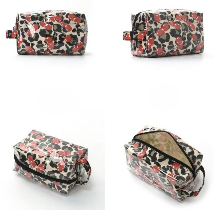 Glossy PVC Zip Top Cosmetic Pouch - Cherry - 2