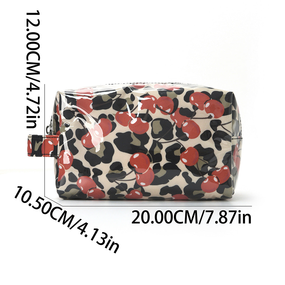 Glossy PVC Zip Top Cosmetic Pouch - Cherry - 5