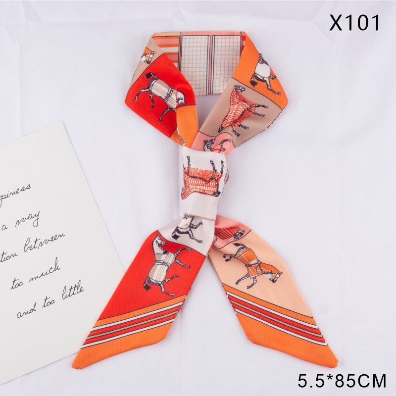 Horse Print Skinny Twilly Hair Ribbon - X101