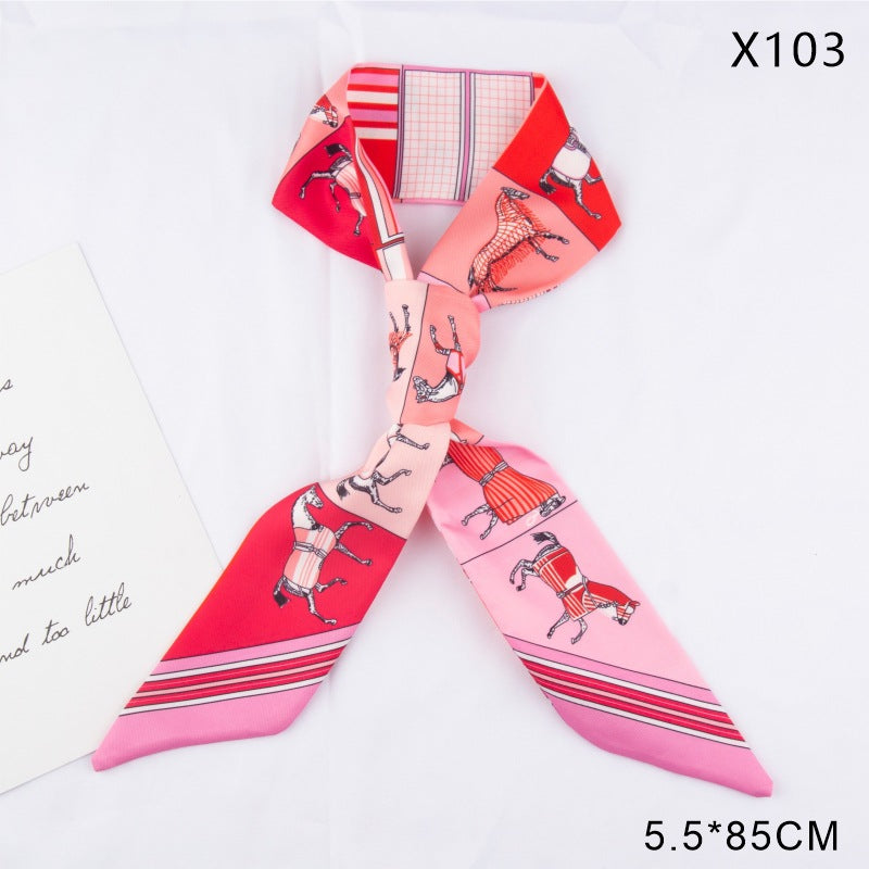 Horse Print Skinny Twilly Hair Ribbon - X103