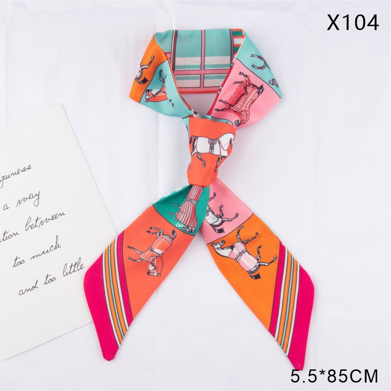 Horse Print Skinny Twilly Hair Ribbon - X104