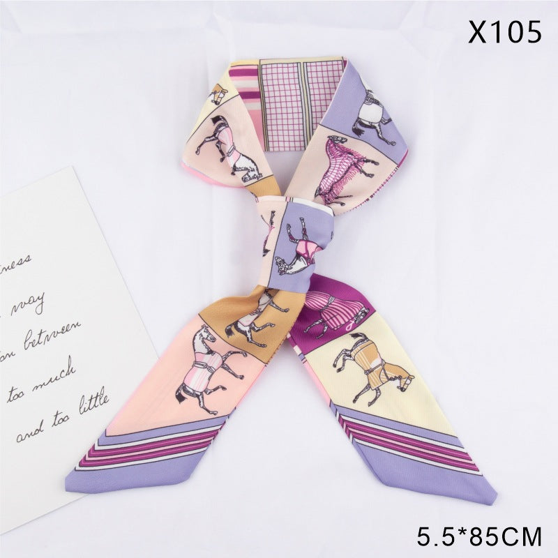 Horse Print Skinny Twilly Hair Ribbon - X105