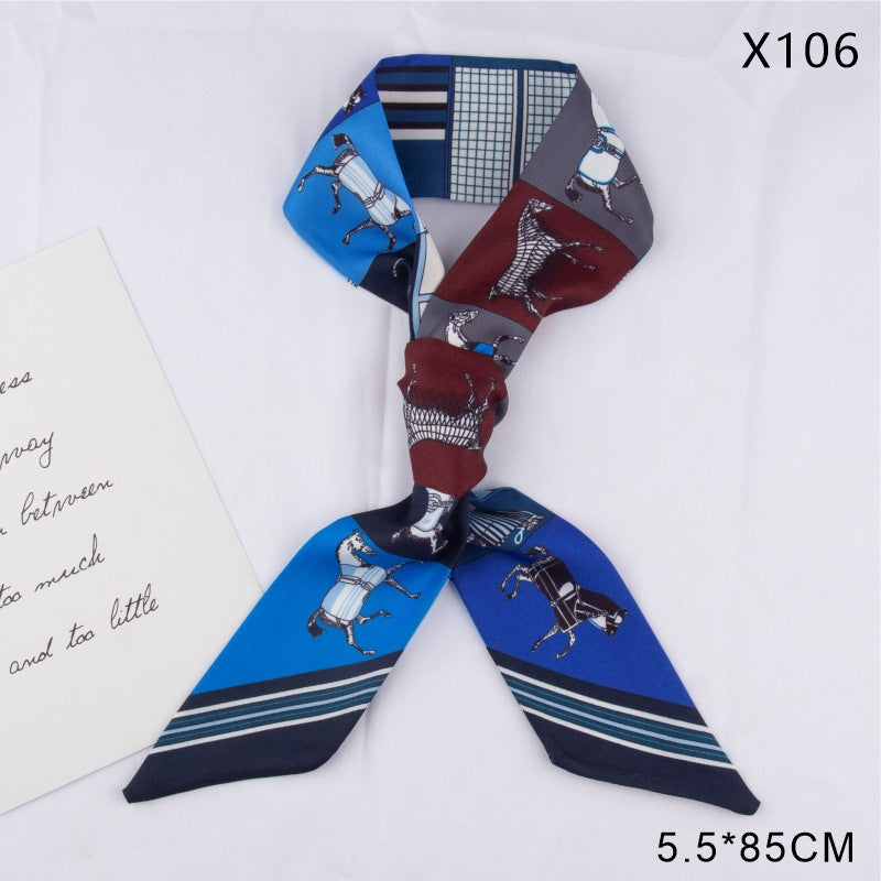 Horse Print Skinny Twilly Hair Ribbon - X106
