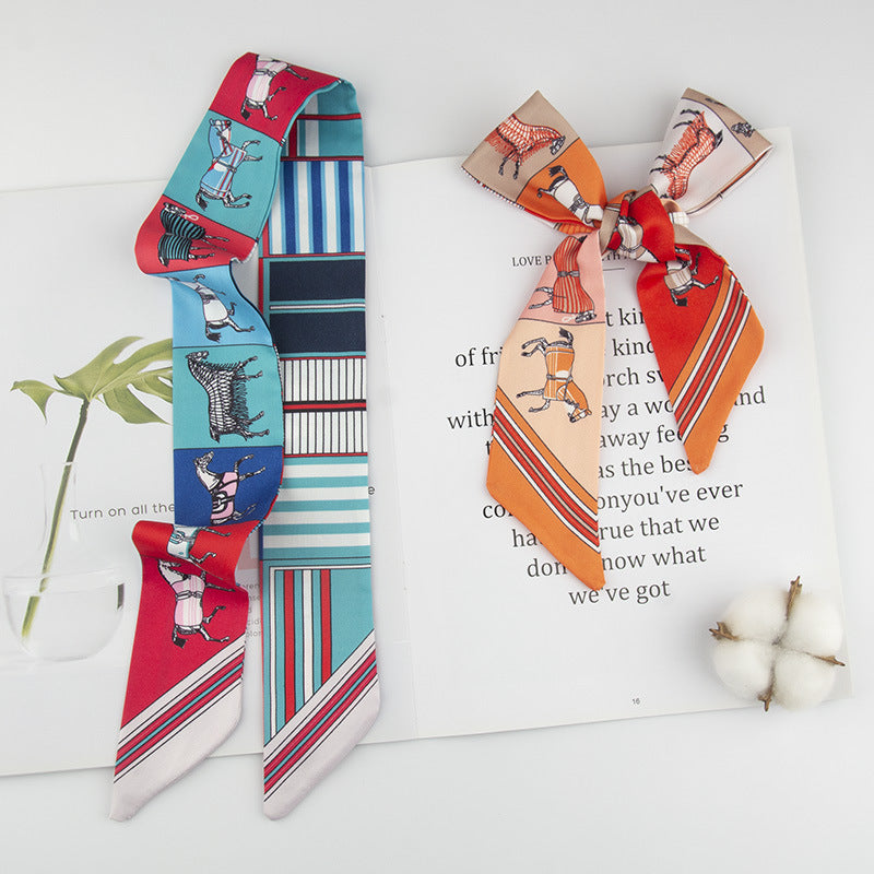Horse Print Skinny Twilly Hair Ribbon