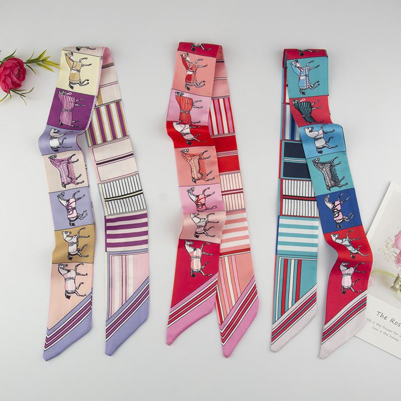 Horse Print Skinny Twilly Hair Ribbon - view 1