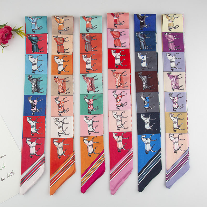 Horse Print Skinny Twilly Hair Ribbon - view 2