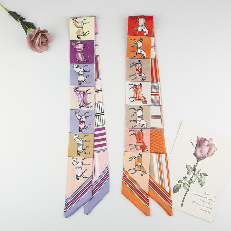 Horse Print Skinny Twilly Hair Ribbon - view 3