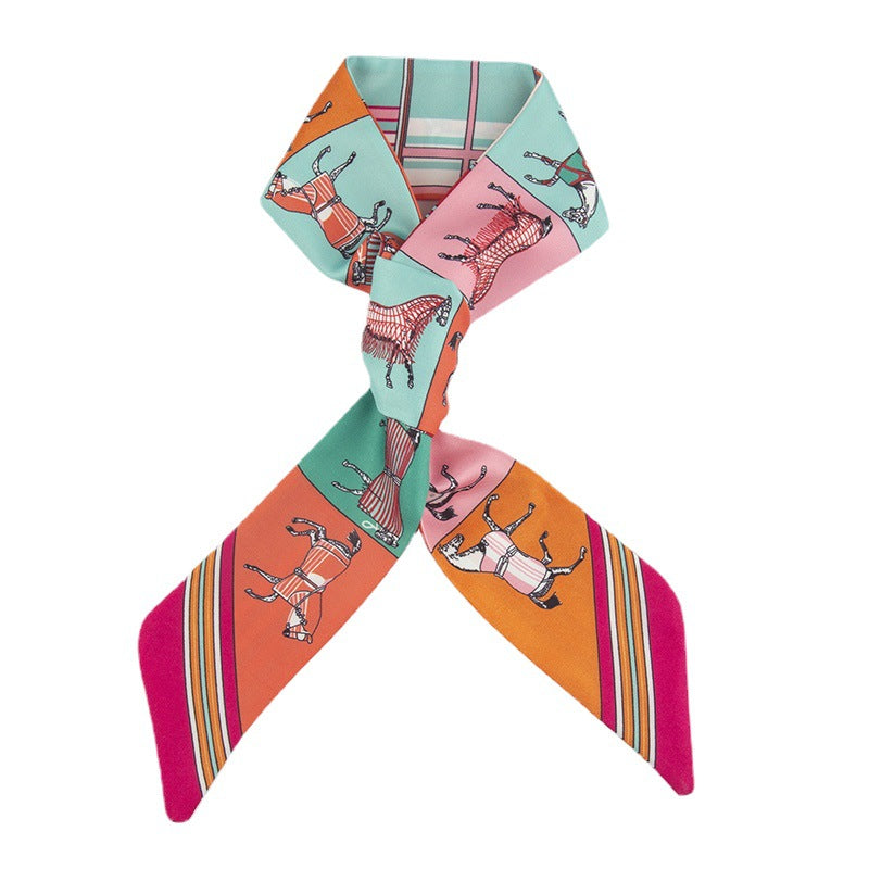 Horse Print Skinny Twilly Hair Ribbon - view 4
