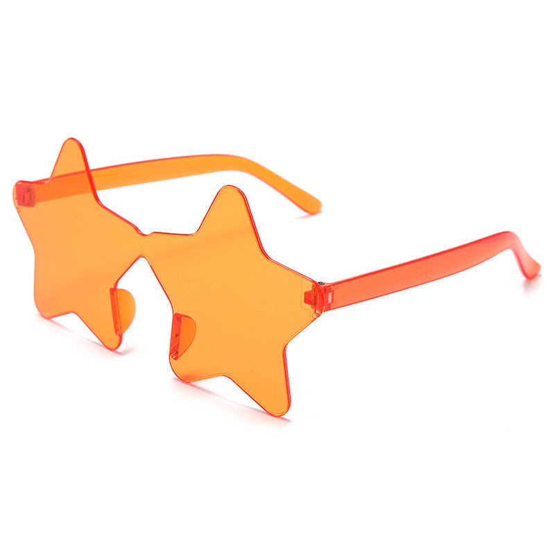 Star Shaped Rimless Tinted Party Glasses - Orange