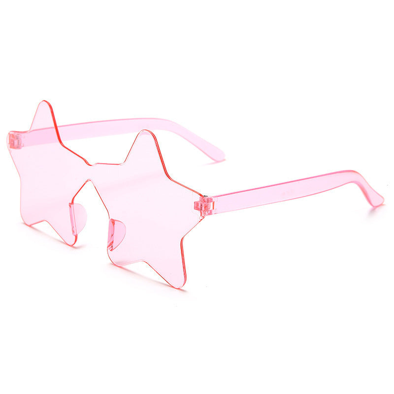 Star Shaped Rimless Tinted Party Glasses - Pink