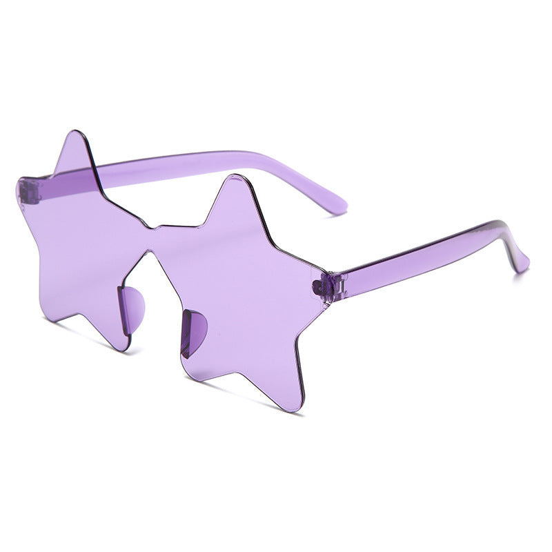 Star Shaped Rimless Tinted Party Glasses - Purple