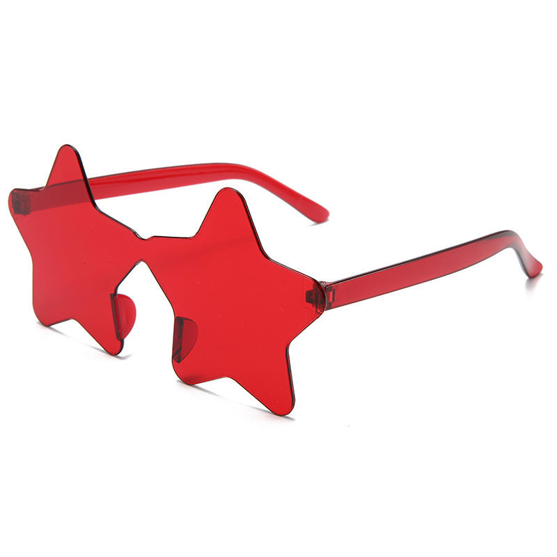 Star Shaped Rimless Tinted Party Glasses - Red