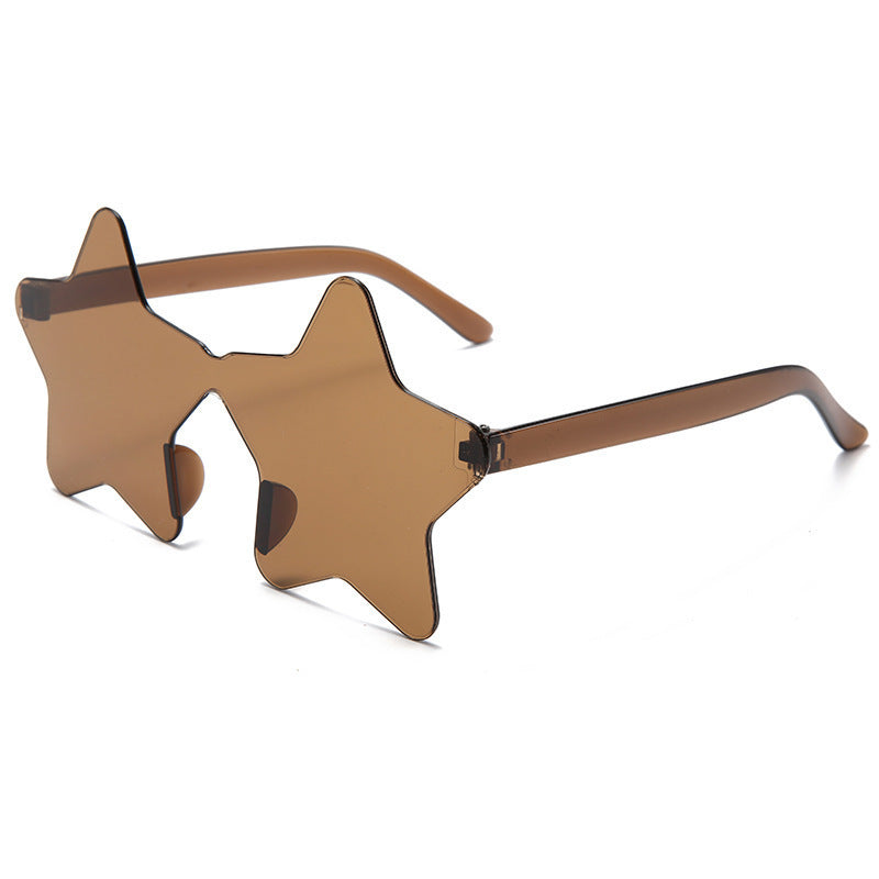 Star Shaped Rimless Tinted Party Glasses - coffee
