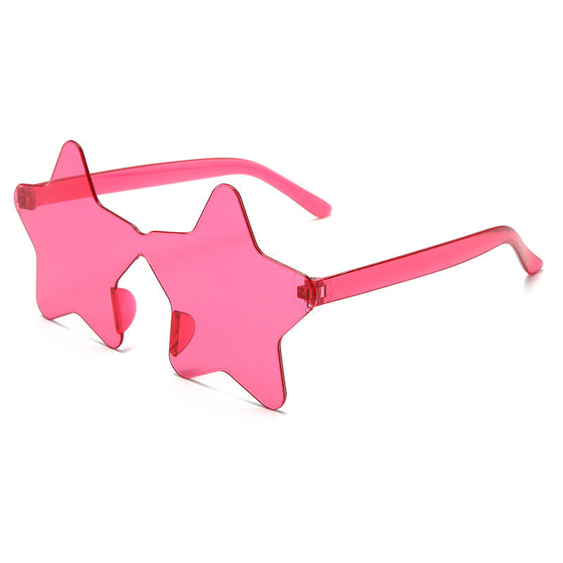 Star Shaped Rimless Tinted Party Glasses - fuchsia
